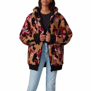 MSGM Giubbino Floral Faux Sherling Jacket beige multicolor - 44 (L)
